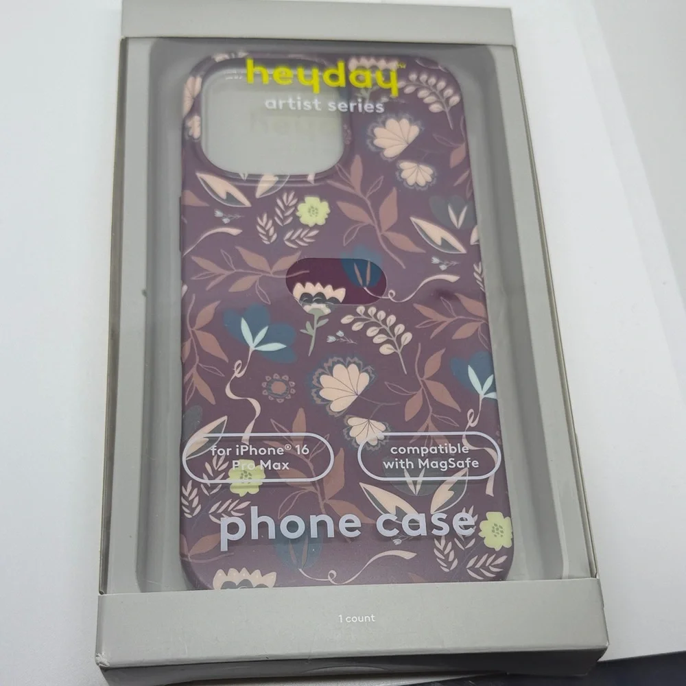 Heyday iPhone 16 Pro Max Case Purple Floral MagSafe Compatible NWT
